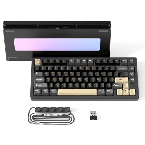 ATTACK SHARK X75 VIA Vollaluminium Kabellose Mechanische Gaming-Tastatur, BT/2.4GHz/USB-C Kabel, Hot-Swap Vorgeölte Lineare Schalter RGB, 75% QWERTY-Layout Mit Fünfschichtiger Polsterung -Schwarz von ATTACK SHARK