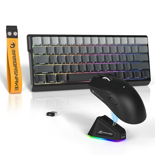 ATTACK SHARK x MAMBASNAKE X11 Gaming-Maus mit X60HE Magnetische Tastatur, kabelloses Tastatur- und Maus-Set, BT/2.4G/USB-C, Rapid Trigger, 8000 Polling-Rate,PAW3311,22000 DPI,Ultraleichte Maus-Schwarz von ATTACK SHARK
