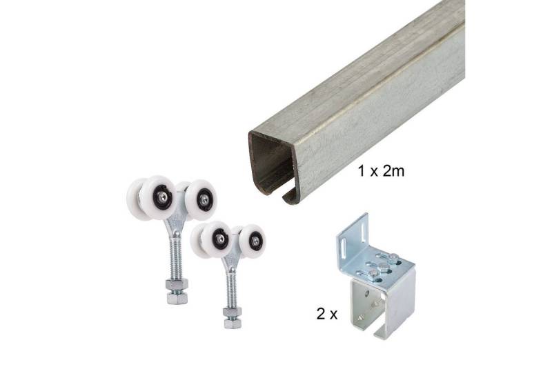 ATTAS Laufschienenprofil Laufwerkset Basic-Line geteilt (Geteilte Lieferung (maximal 2 Meter Schiene am Stück) von ATTAS