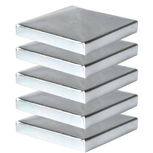 ATTAS Pfostenkappen 4x4 cm (5 Stück) – Verzinkt – Abdeckkappen aus Metall für Holzpfosten & Metallpfosten – 40x40 mm Stahl Kappe in Pyramidenform – Zaunpfosten Schutzkappe von ATTAS