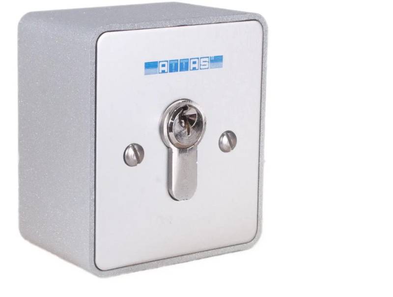 ATTAS Schalter Schlüsselschalter tastend SE-APB Aufputz (Wahlweise mit gleichschließenden oder verschiedenschließenden Zylindern, Wahlweise 1 oder 2 Schaltelemente), Schlüsselschalter, Aufputzeinbau von ATTAS