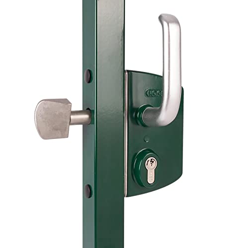 LOCINOX Schiebetorschloss LSKZ Hoftorschloss, Torschloss, Schloss für Schiebetore | Pulverbeschichtet | Edelstahlmechanismus (RAL6005 - Moosgrün, Rahmenbreite 120x120 mm) von ATTAS