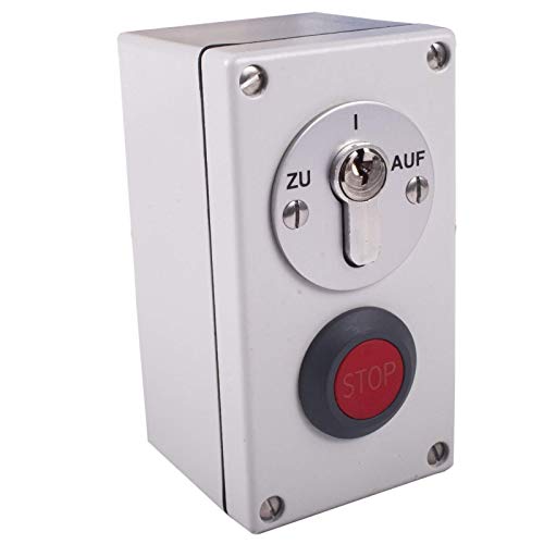 Schlüsselschalter aufputz mit NOT-AUS Pilzknopf AP2-2R/S Notstopp Schalter (Rastende Ausführung) von ATTAS