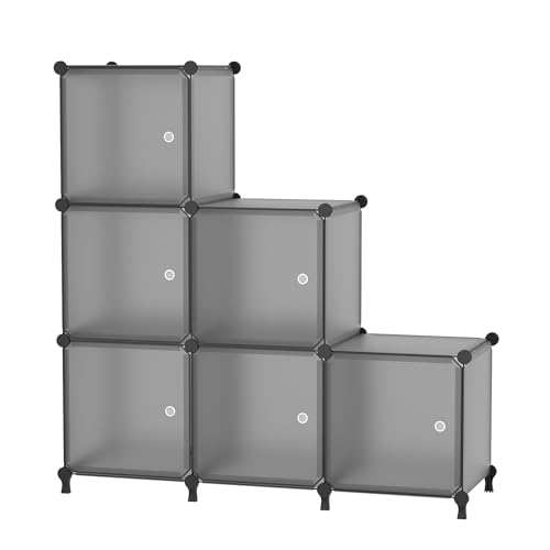 ATTDETJL 6 Würfel Aufbewahrungsschrank mit Türen, Würfel Schrank für Schlafzimmer, Kleiderschrank & unter Treppen, platzsparende DIY Multifunktional Regalsystem Regal, 30x30x30cm, Grau ATTSL6004 von ATTDETJL