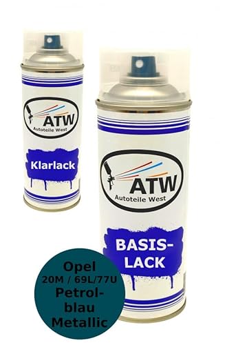 ATW Autoteile West Autolack für Opel 20M / 69L/77U Petrolblau Metallic Sprühdose 400ml +400ml Klarlack Set von ATW Autoteile West