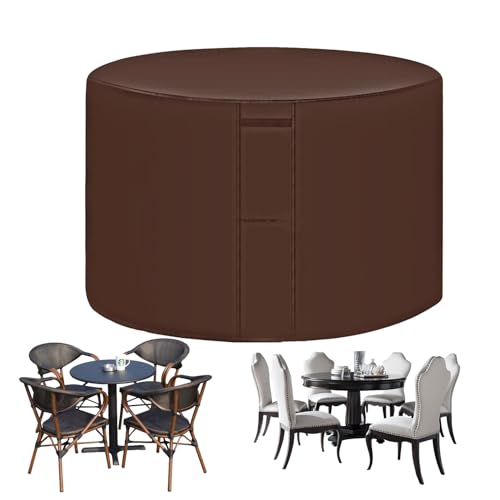 ATYUJKB Wasserdicht Schutzhülle Rund 230x110cm, 420D Abdeckung für Gartenmöbel, Möbel Abdeckung Garten mit Kordelzug, Möbel Abdeckung Outdoor mit Belüftungsöffnungen von ATYUJKB