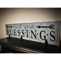Count Your Blessings-Zeichen. Rustikale Wohnkultur. Wohndekor von ATouchOfBlissDesigns