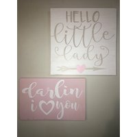 Darlin "Ich Liebe Dich Zeichen. Kinderzimmer Dekor. Babyzimmer Rustikales Wanddeko. Hallo Kleine Lady. Wandschilder von ATouchOfBlissDesigns