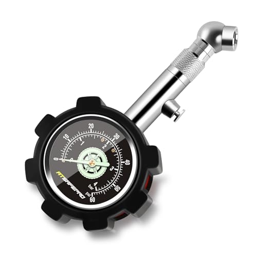 ATsafepro Reifendruckprüfer Geeicht 4Bar 60Psi, Analog Auto Luftdruckprüfer ANSI B40.1 genau mit 1.5" Glow Zifferblatt, professionelle mechanische Reifendruckmesser für Motorräder, Auto,SUV von ATsafepro