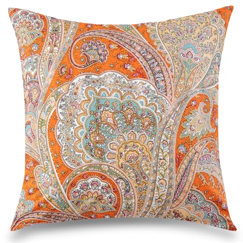 ATsense 2er Set Kissenbezug 40 x 40 cm, 2 Stück - 100% Baumwolle, Böhmischer Stil Hellorange Kopfkissenbezug mit Reißverschluss, ÖkoTex Zertifiziert Superweicher Premium und Hypoallergen ATsense 2er Set Kissenbezug 40 x 40 cm, 2 Stück - 100% Baumwolle, Böhmischer Stil Hellorange Kopfkissenbezug mit Reißverschluss, ÖkoTex Zertifiziert Superweicher Premium und Hypoallergen von ATsense