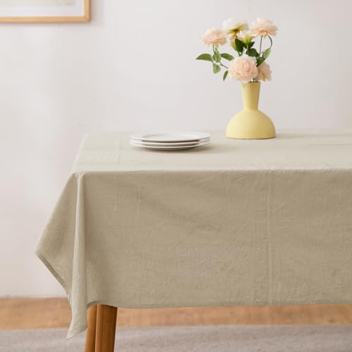 ATsense Tischdecke, Tischdecke Beige, Tischdecken Leinenoptik-100% Gewaschener Baumwolle Eckig Tischtuch 140x140 cm von ATsense