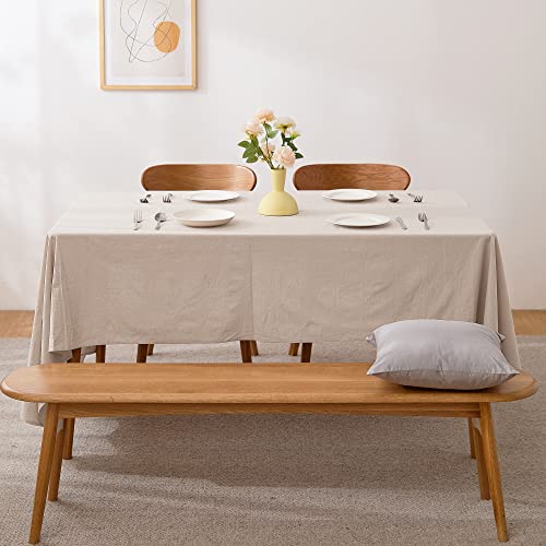 ATsense Tischdecke, Tischdecke Beige, Tischdecken Leinenoptik-100% Gewaschener Baumwolle Eckig Tischtuch 140x200 cm von ATsense