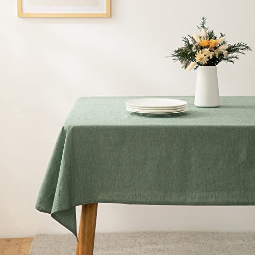 ATsense Tischdecke, Tischdecke Grün, Tischdecken Leinenoptik-100% Gewaschener Baumwolle Eckig Tischtuch 140x240 cm von ATsense