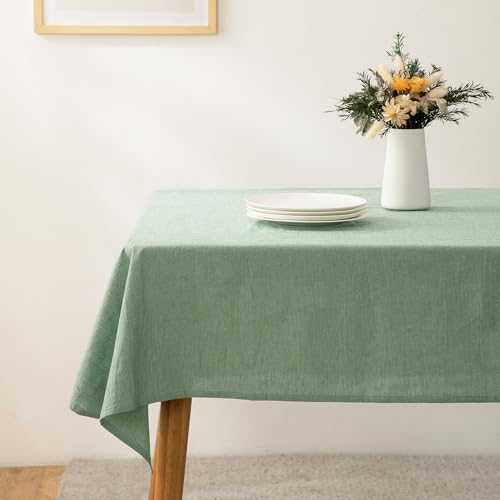 ATsense Tischdecke, Tischdecke Grün, Tischdecken Leinenoptik-100% Gewaschener Baumwolle Eckig Tischtuch 140x300 cm von ATsense