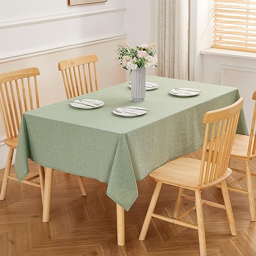 ATsense Tischdecke, Tischdecke Hellgrün, Tischdecken Leinenoptik-100% Gewaschener Baumwolle Eckig Tischtuch 140x180 cm von ATsense