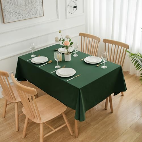 ATsense Tischdecke, Tischdecke Waldgrün, Tischdecken Leinenoptik-100% Gewaschener Baumwolle Eckig Tischtuch 140x180 cm von ATsense