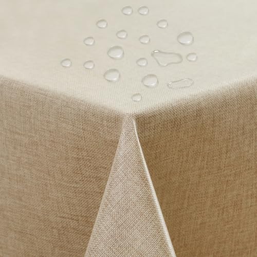 ATsense Tischdecke Abwaschbar Beige, Abwischbare Tischdecken Wasserabweisend Lotuseffekt, Fleckabweisend Table Cloth Leinenoptik, Tischtuch 140x220 cm Rechteckig ATsense Tischdecke Abwaschbar Beige, Abwischbare Tischdecken Wasserabweisend Lotuseffekt, Fleckabweisend Table Cloth Leinenoptik, Tischtuch 140x220 cm Rechteckig von ATsense