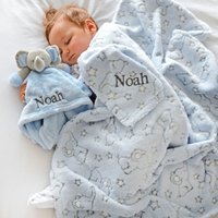 Personalisierte Blaue Elefant Motiv Decke Und Tröster Personalisierte Blaue Elefant Motiv Decke Und Tröster von ATypeofDesign