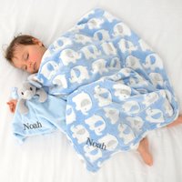 Personalisierte Flauschige Blaue Elefant-Decke Und Tröster Personalisierte Flauschige Blaue Elefant-Decke Und Tröster von ATypeofDesign