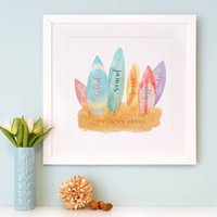 Personalisierte Surfbrett Familie Aquarell Kunst von ATypeofDesign
