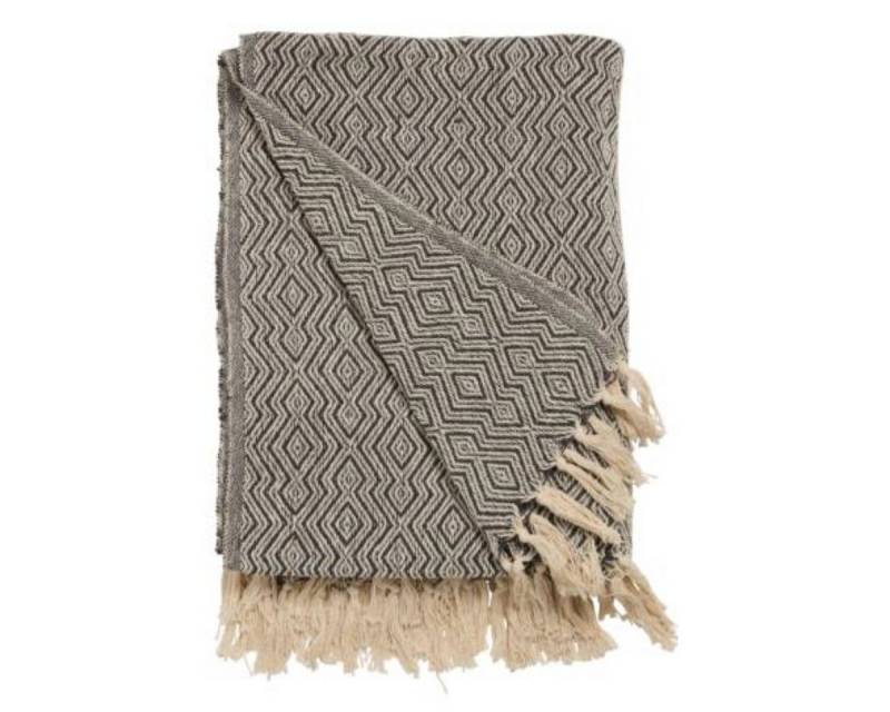 Wohndecke Decke Überwurf Berber 100% Baumwolle 130x180 Skandinavisch Dunkelgrau, AU Maison, 100% recycelte Baumwolle von AU Maison