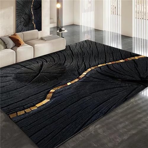 AU-OZNER Carpet Living Room Schwarzer Teppich, lichtecht, leicht zu verlegen, modern und leicht zu saugenteppich Badezimmer,Schwarz,50x80cm von AU-OZNER