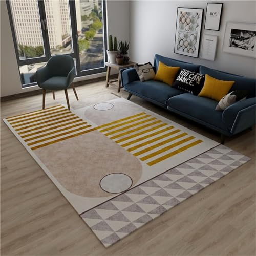 AU-OZNER Kinder teppiche Gelber Teppich, großer Teppich, feuchtigkeitsbeständiger Küchenteppichteppich Vintage,Gelb,160x200cm von AU-OZNER