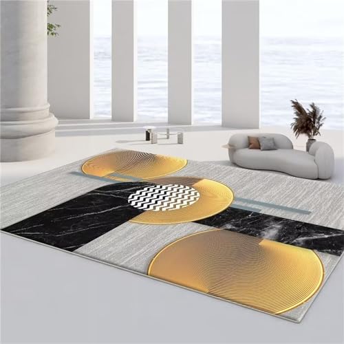 AU-OZNER Teppich Flur Gelber Teppich, einfacher moderner Rutschfester weicher Teppichteppich jugendzimmer Jungen,Gelb,100x160cm von AU-OZNER
