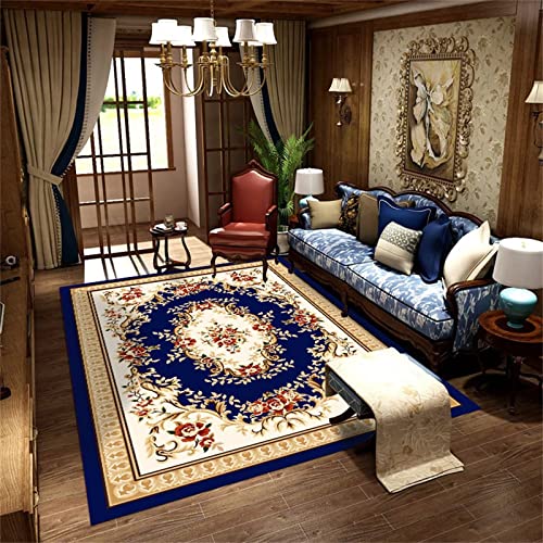 AU-OZNER Teppich Vintage Blauer Teppich, Bequeme Pflege, schall dichte, Anti bakterielle und leicht Staub saugende Teppiche Rugs for Living Room, blau, 80x150cm von AU-OZNER