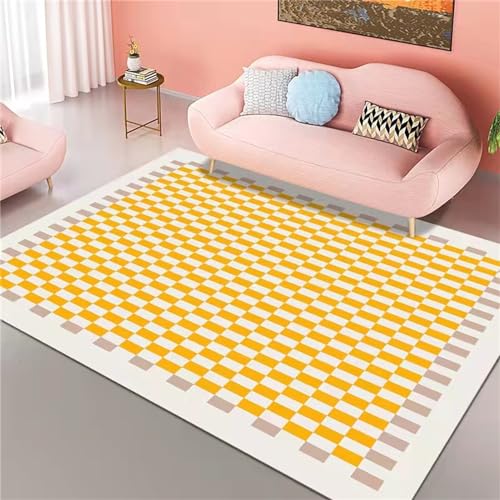 AU-OZNER Teppich billig Gelber Teppich, antibakterieller Yoga-Schlafzimmer-Antistatikteppichteppich kurzflor,Gelb,80x120cm von AU-OZNER