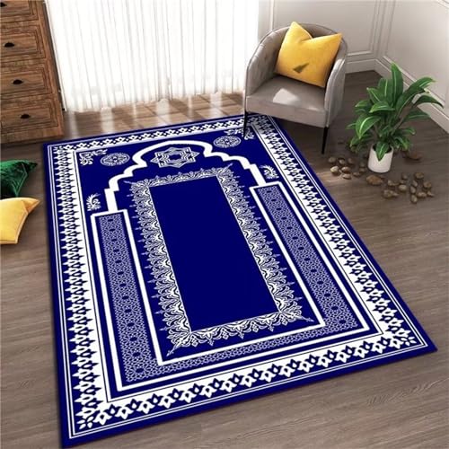 AU-OZNER Teppich für Flur Teppich mit Blauer Tinte, leicht zu reinigender, hochwertiger Bodenteppich für den Balkonmoderne teppiche,Blaue Tinte,80x120cm von AU-OZNER
