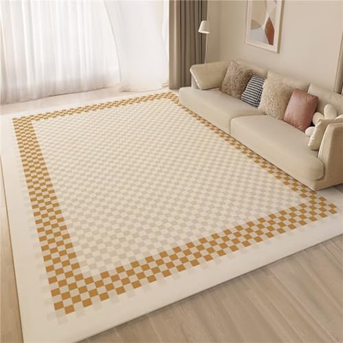AU-OZNER Teppich modern Design Gelber Teppich, pflegeleichter, Rutschfester Yoga-Wohnzimmerteppichkinder teppiche,Gelb,60x90cm von AU-OZNER