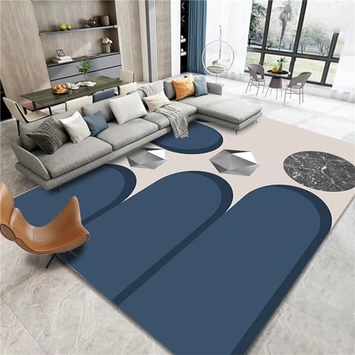 AU-OZNER teppiche groß für Wohnzimmer Blauer Teppich, Couchtisch, weicher Boden, schalldichter Teppichteppich Retro,Blau,50x80cm von AU-OZNER