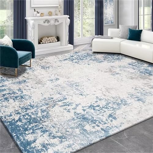 AU-OZNER waschbarer Teppich Wohnzimmer Blauer Teppich, leicht zu reinigende Krabbelmatte, großer Teppich, feuchtigkeitsbeständiger Teppichteppich Natur,Blau,200x300cm von AU-OZNER
