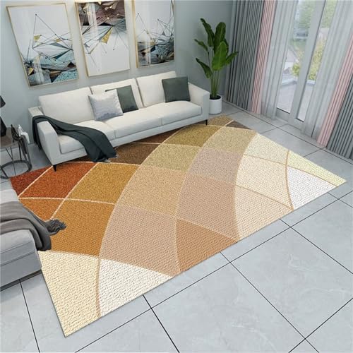 AU-SHTANG Dekoration Wohnzimmer Gelber Teppich, Yogamatte, leicht zu reinigen, pflegeleicht, waschbarer Teppichdeko modern,Gelb,100x160cm von AU-SHTANG