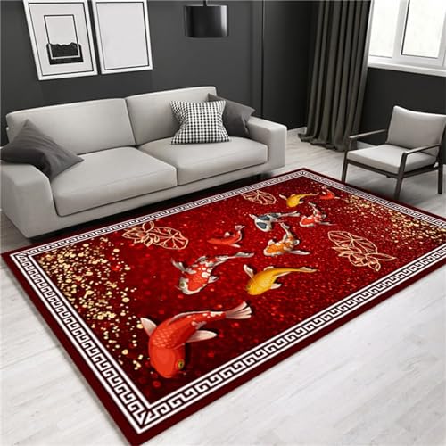 AU-SHTANG Flur Teppich Roter Teppich, Sofa, atmungsaktive Yogamatte, antibakterieller Teppichschlafzimmer deko,Rot,140x200cm von AU-SHTANG