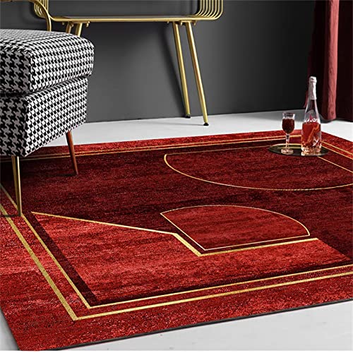 AU-SHTANG Kleiner Teppich Burgunder Teppich, Haus Dekoration Moderne Anti-Milben-Baby-Krabbel teppichwohnzimmer deko,Weinrot,180x240cm von AU-SHTANG