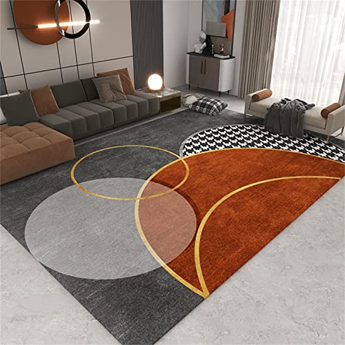 AU-SHTANG Rugs for Living Room Braun-gelber Teppich Mit Kreismuster Leicht Zu Reinigender Gang Leicht Zu Saugen Schlafzimmerdekor Teppich orientalischer Teppich,bräunlich Gelb,120 X 160 cm von AU-SHTANG