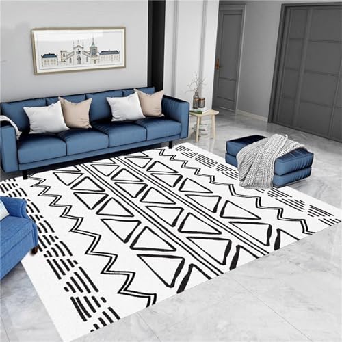 AU-SHTANG Schlafzimmer deko Grau-weißer Teppich, stilvoller, leicht zu reinigender Anti-Milben-Teppich für den Balkonteppiche Wohnzimmer,cremefarben,50x80cm von AU-SHTANG