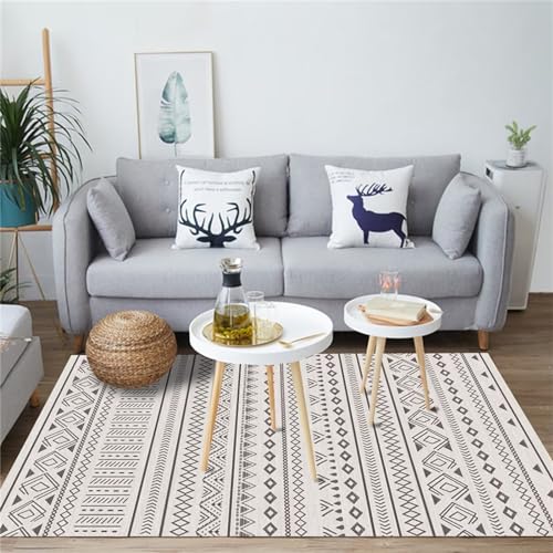 AU-SHTANG Teppich Flur Graue und weiße Teppiche, langlebige und stilvolle Sofa-Balkonteppichedeko modern,cremefarben,60x110cm von AU-SHTANG