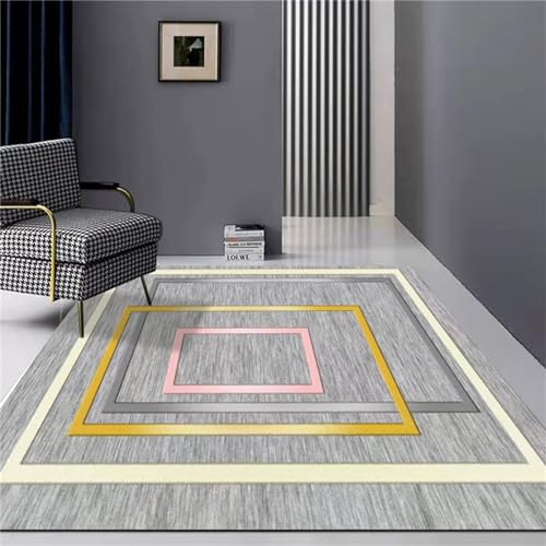 AU-SHTANG Teppich Pastell Grauer Teppich, schallisolierter und pflegeleichter Sofa-Balkonteppichwohnzimmer deko modern,grau,180x280cm von AU-SHTANG