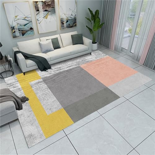 AU-SHTANG Teppich flauschig Gelber Teppich, hochwertiger, pflegeleichter Teppich, der Nicht verblasst, weich ist und Nicht verblasstmoderne teppiche,Konvertierung,140x200cm von AU-SHTANG
