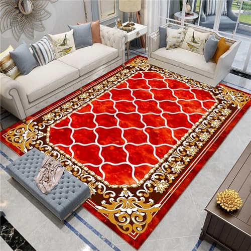 AU-SHTANG Teppich weich Roter Teppich, leicht zu saugen und bequemer, moderner, pflegeleichter Teppichkuschelige teppiche,Rot,40x60cm von AU-SHTANG