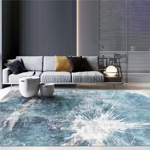AU-SHTANG deko Wohnzimmer Blauer Teppich, lichtechter, lässiger, moderner, schalldichter Teppichflur Teppich,Blau,160x230cm von AU-SHTANG