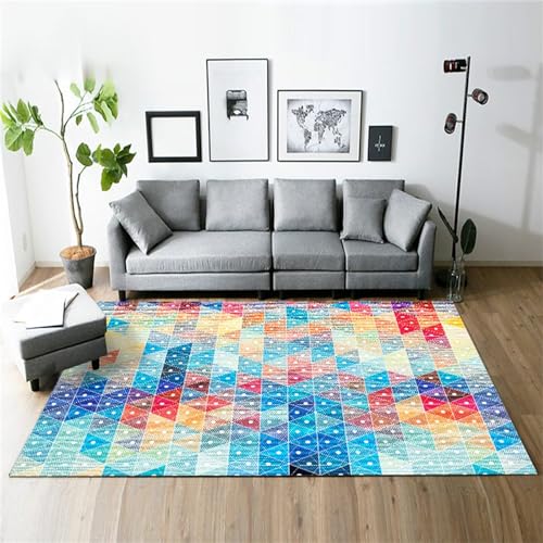 AU-SHTANG hochfloor teppiche Blauer Teppich, schallisolierter, bequemer, Rutschfester moderner Teppichteppiche für Wohnzimmer,Blau,60x90cm von AU-SHTANG