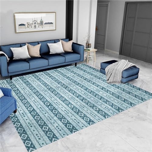 AU-SHTANG tepiche für Schlafzimmer Blauer Teppich, pflegeleichter Couchtisch, moderner schallisolierter Teppichteppich klein,Blau,180x280cm von AU-SHTANG
