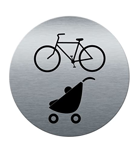 AluSign Türschild aus gebürstetem Aluminium bedruckt „Local Kinderwagen Bikes“ doppelseitiger Klebstoff auf der Rückseite, 85 mm x 3 mm von AUA SIGNALETIQUE