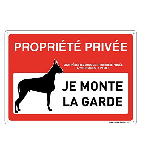 AUA SIGNALETIQUE 202112-AP-p-210x150 Mit Signal Schild, Privée Je Monte la Garde, 210 x 150 mm von AUA SIGNALETIQUE