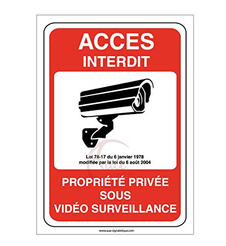 AUA SIGNALETIQUE - Autocollant Propriété privée sous Surveillance vidéo accès Interdit - 300x420 mm, Vinyl adhésif von AUA SIGNALETIQUE
