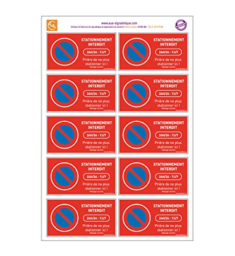 AUA SIGNALETIQUE - Lot de 4 Planches de 10 Autocollants - Stationnement Interdit - vitre Voiture -95x50 mm - Autocollant Normal - Message courtois AUA SIGNALETIQUE - Lot de 4 Planches de 10 Autocollants - Stationnement Interdit - vitre Voiture -95x50 mm - Autocollant Normal - Message courtois von AUA SIGNALETIQUE